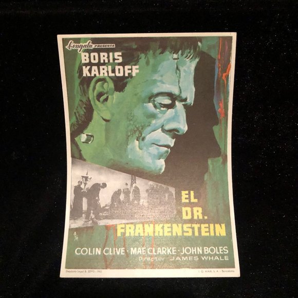 Frankenstein R1965 Spanish Herald Movie Poster Boris Karloff Horror Monster